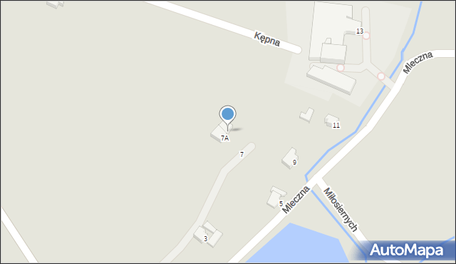 Cieszyn, Mleczna, 7B, mapa Cieszyna