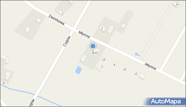 Cygów, Młynna, 4, mapa Cygów