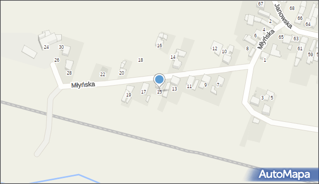 Cyprzanów, Młyńska, 15, mapa Cyprzanów
