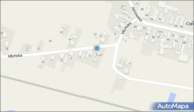 Cyprzanów, Młyńska, 7, mapa Cyprzanów