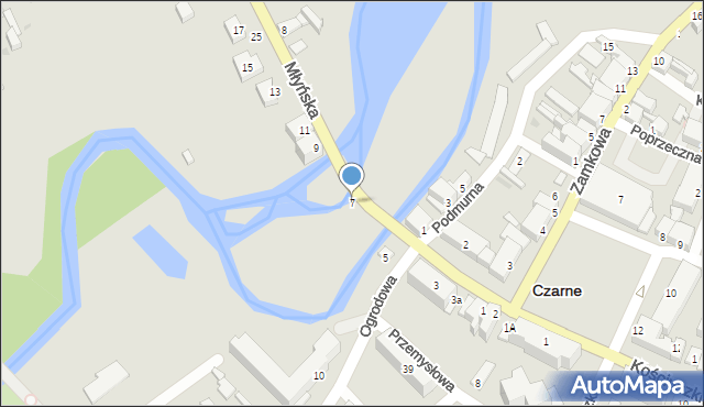 Czarne, Młyńska, 7, mapa Czarne