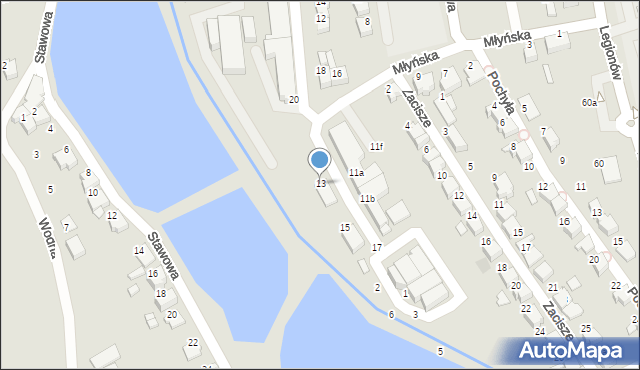 Czechowice-Dziedzice, Młyńska, 13, mapa Czechowic-Dziedzic