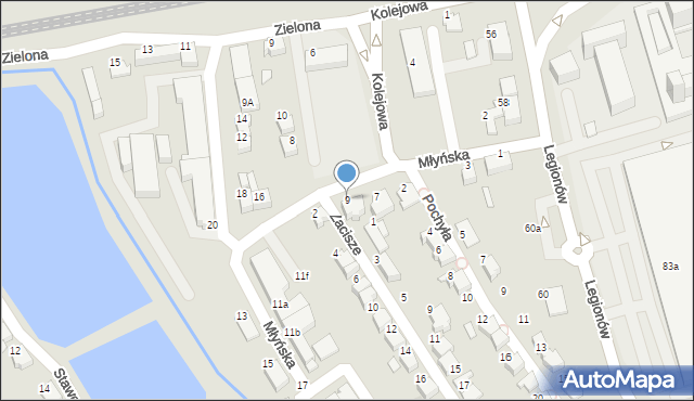 Czechowice-Dziedzice, Młyńska, 9, mapa Czechowic-Dziedzic