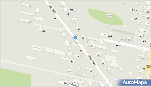 Częstochowa, Młodości, 19, mapa Częstochowy