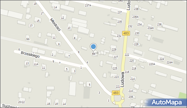 Częstochowa, Młodości, 6A, mapa Częstochowy