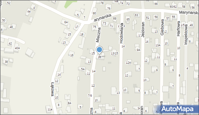 Częstochowa, Mleczna, 16, mapa Częstochowy