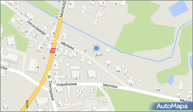 Człopa, Młyńska, 15, mapa Człopa