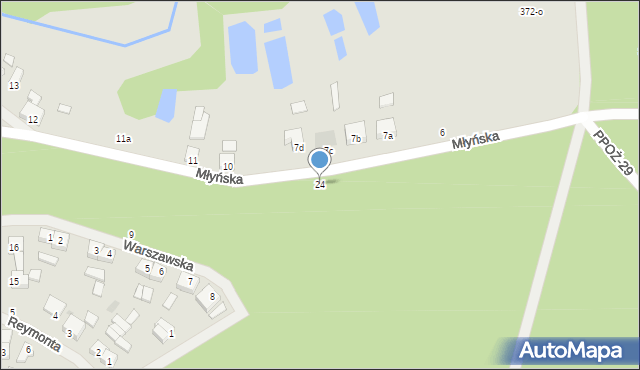 Człopa, Młyńska, 24, mapa Człopa