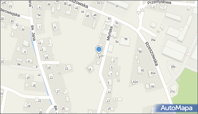 Czudec, Młyńska, 4, mapa Czudec