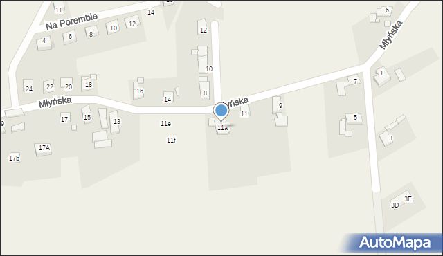 Domecko, Młyńska, 11a, mapa Domecko