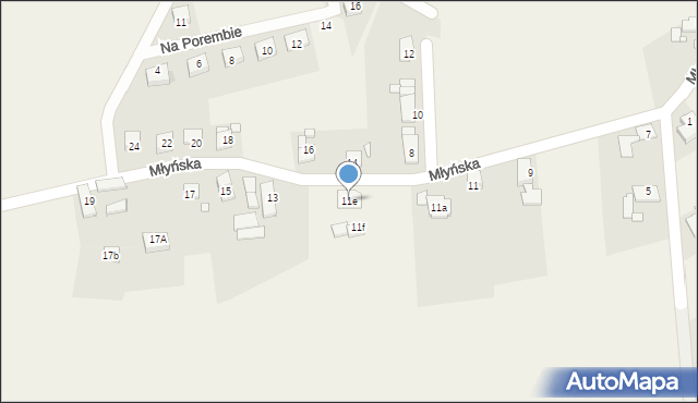 Domecko, Młyńska, 11e, mapa Domecko