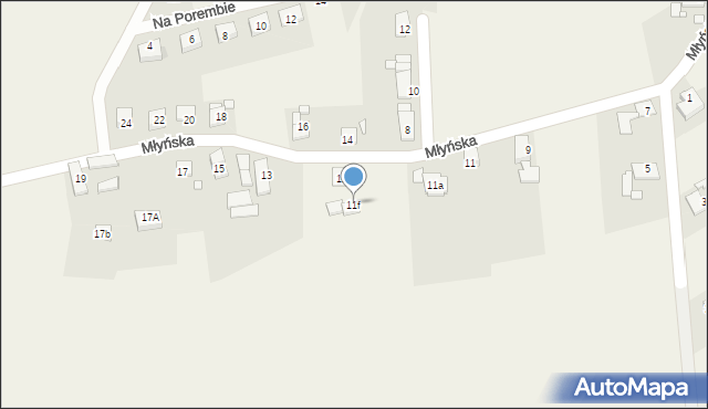 Domecko, Młyńska, 11f, mapa Domecko