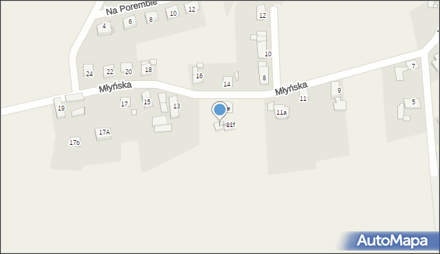 Domecko, Młyńska, 11g, mapa Domecko