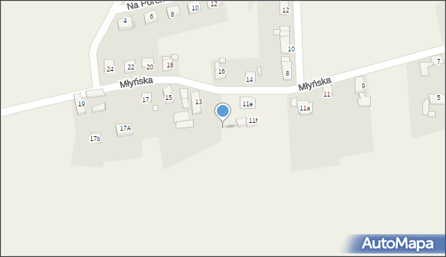 Domecko, Młyńska, 11h, mapa Domecko