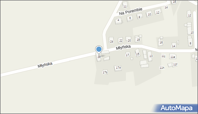 Domecko, Młyńska, 19, mapa Domecko