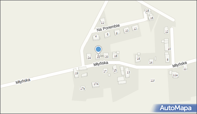 Domecko, Młyńska, 22, mapa Domecko
