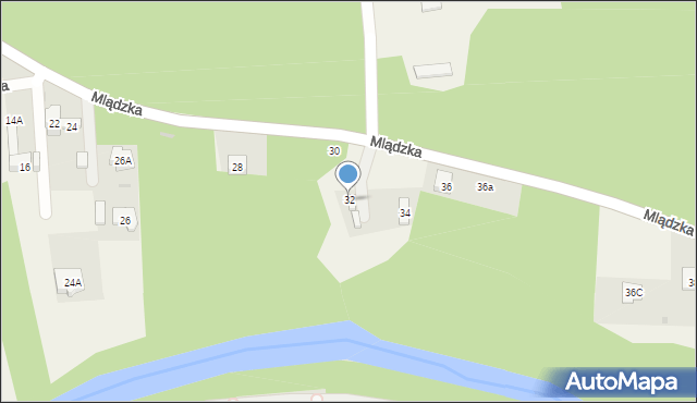 Emów, Mlądzka, 32, mapa Emów