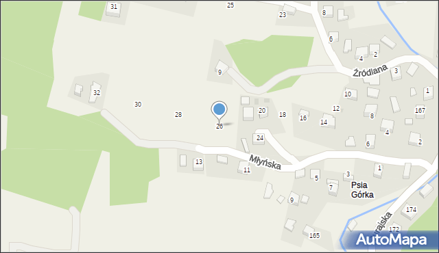 Filipowice, Młyńska, 26, mapa Filipowice