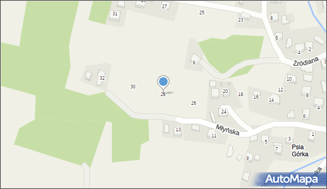 Filipowice, Młyńska, 28, mapa Filipowice