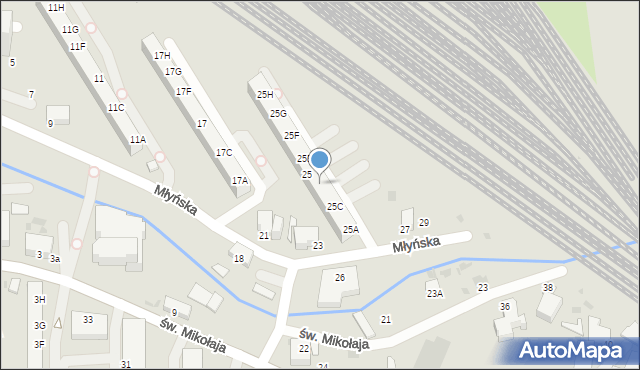 Gdynia, Młyńska, 25D, mapa Gdyni