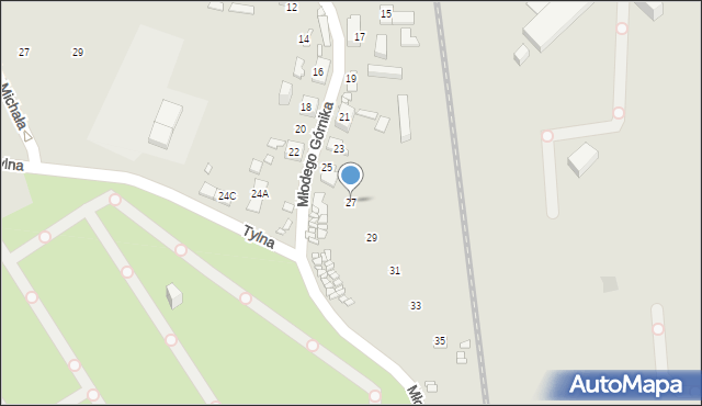Gliwice, Młodego Górnika, 27, mapa Gliwic