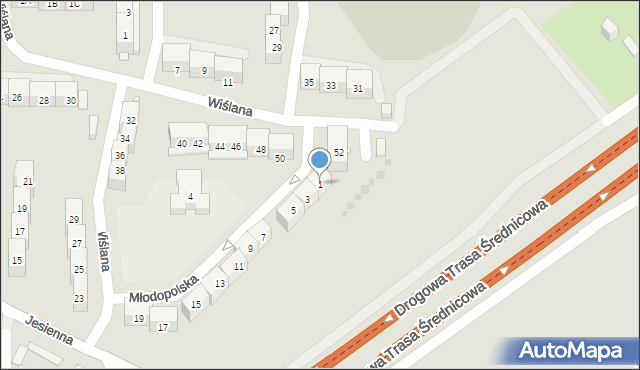 Gliwice, Młodopolska, 1, mapa Gliwic