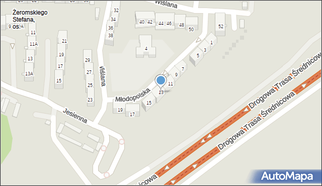 Gliwice, Młodopolska, 13, mapa Gliwic