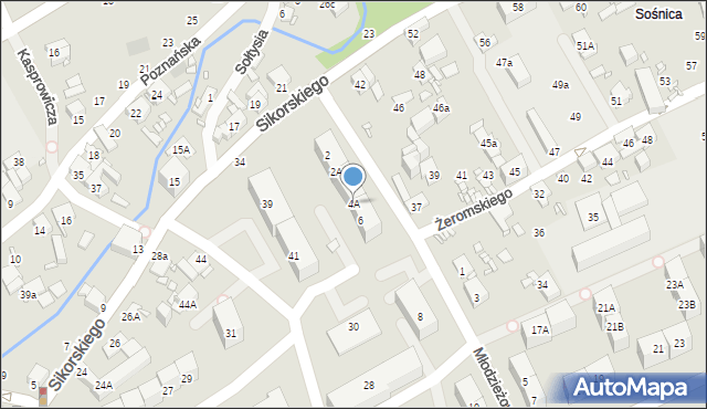 Gliwice, Młodzieżowa, 4A, mapa Gliwic