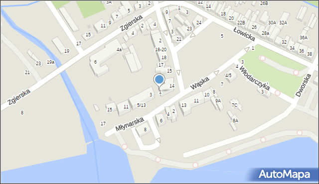 Głowno, Młynarska, 1, mapa Głowno