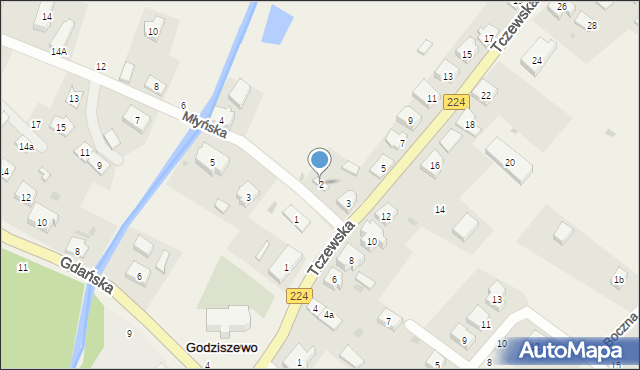Godziszewo, Młyńska, 2, mapa Godziszewo