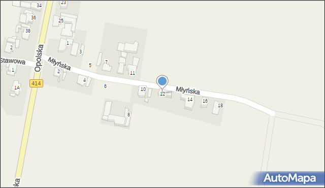 Górki, Młyńska, 12, mapa Górki