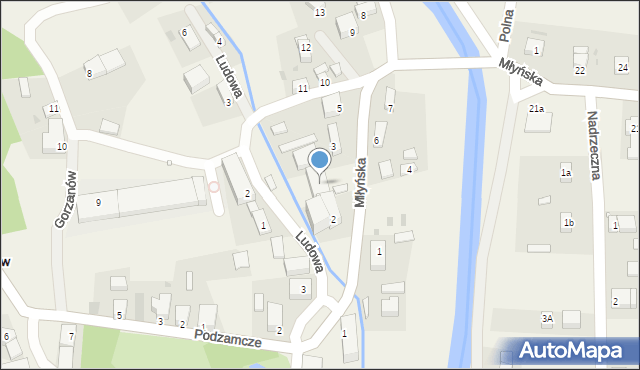 Gorzanów, Młyńska, 2a, mapa Gorzanów