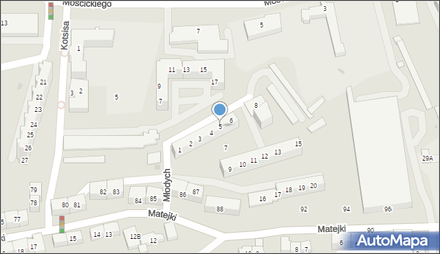 Gorzów Wielkopolski, Młodych, 5, mapa Gorzów Wielkopolski