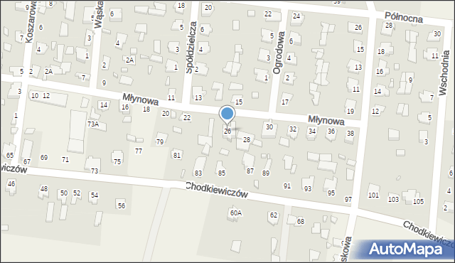 Gródek, Młynowa, 26, mapa Gródek