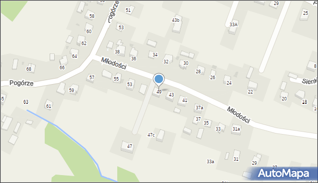 Gromnik, Młodości, 49, mapa Gromnik