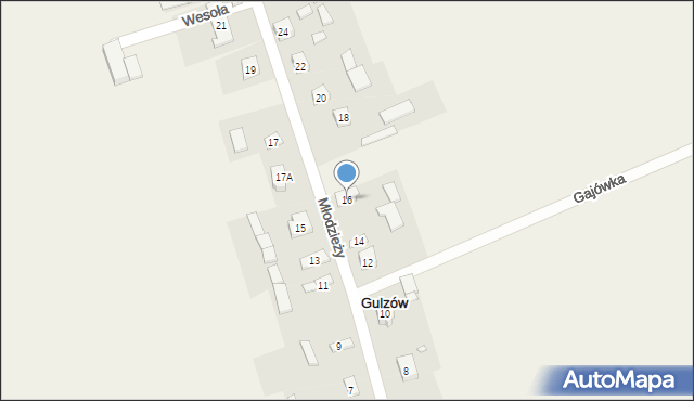 Gulzów, Młodzieży, 16, mapa Gulzów