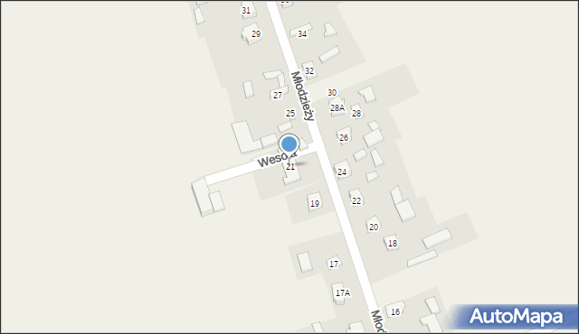 Gulzów, Młodzieży, 21, mapa Gulzów