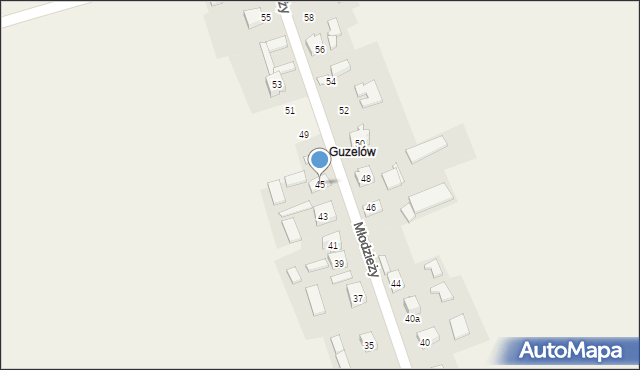 Gulzów, Młodzieży, 45, mapa Gulzów