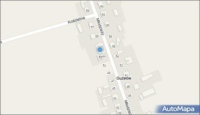 Gulzów, Młodzieży, 53, mapa Gulzów
