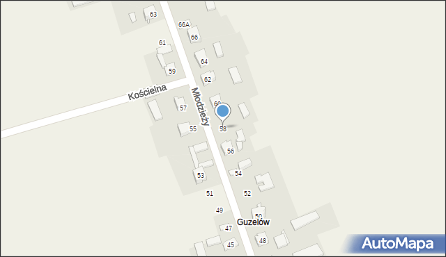 Gulzów, Młodzieży, 58, mapa Gulzów