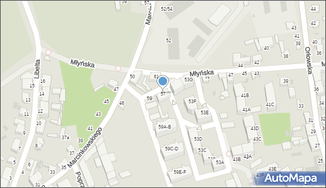 Inowrocław, Młyńska, 57, mapa Inowrocławia
