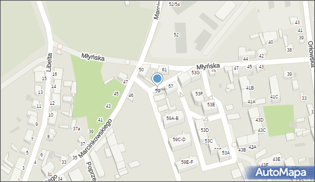 Inowrocław, Młyńska, 59, mapa Inowrocławia