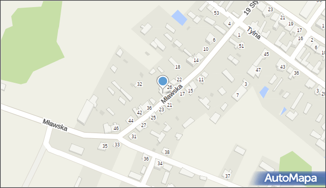 Janowo, Mławska, 30, mapa Janowo