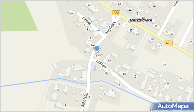 Januszkowice, Młyńska, 12, mapa Januszkowice