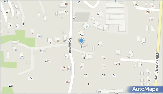 Jasło, Młynarska, 5, mapa Jasła