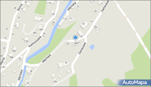 Jelenia Góra, Młyńska, 34A, mapa Jelenia Góra