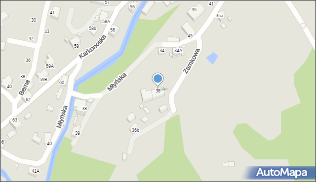 Jelenia Góra, Młyńska, 36, mapa Jelenia Góra