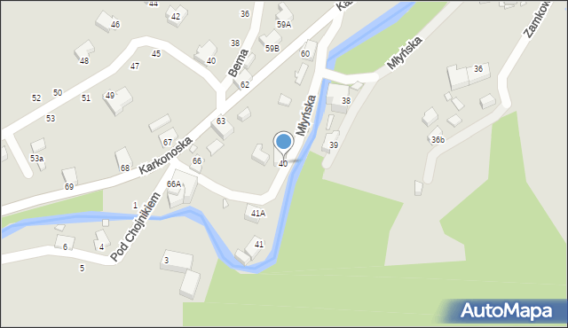 Jelenia Góra, Młyńska, 40, mapa Jelenia Góra