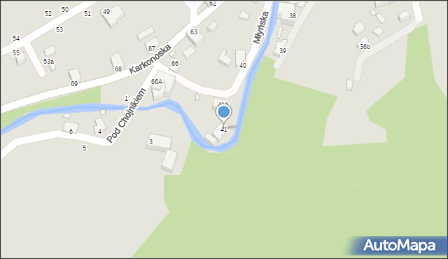 Jelenia Góra, Młyńska, 41, mapa Jelenia Góra