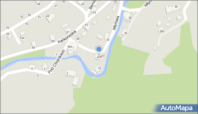 Jelenia Góra, Młyńska, 41A, mapa Jelenia Góra